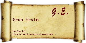 Groh Ervin névjegykártya